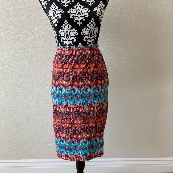 Hot Kiss Dresses & Skirts - Hot kiss bodycon stretch midi skirt red white blue